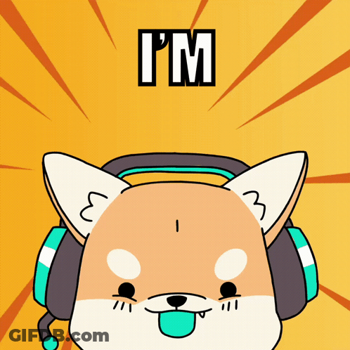 A Cartoon Dog Wearing Headphones With The Words I 'M Written Above It GIF