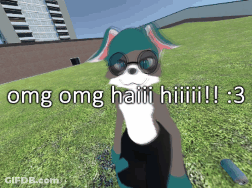 A Cartoon Dog Wearing Sunglasses Says Omg Omg Haiii GIF