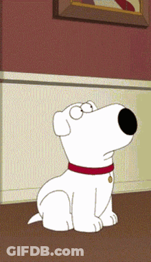Cartoon Dog With Red Collar Sitting On Floor GIF