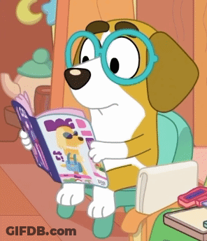 A Cartoon Dog With Glasses Is Reading A Book GIF