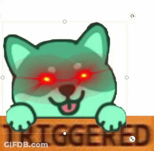 A Cartoon Dog With Red Eyes Is Behind A Sign That Says " Triggered " GIF