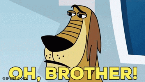 A Cartoon Dog With The Words Oh Brother Behind Him GIF