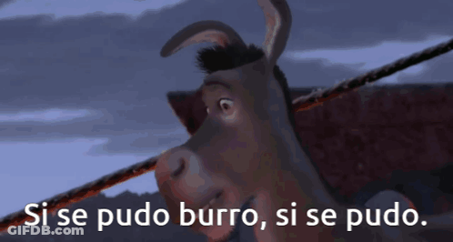 A Cartoon Donkey With The Words " Si Se Pudo Burro Si Se Pudo " Below It GIF