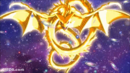 A Cartoon Dragon Is Flying Through A Galaxy GIF