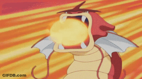 A Cartoon Dragon Is Flying Through The Air With A Fireball Coming Out Of Its Mouth . GIF