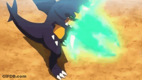 A Cartoon Dragon Is Flying Through The Air With A Green Glowing Object In Its Mouth . GIF