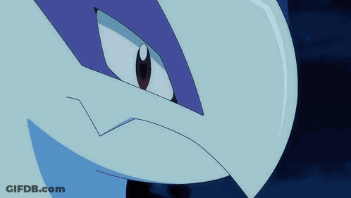 A Cartoon Dragon With Blue Eyes Is Surrounded By Blue Circles And Bubbles . GIF