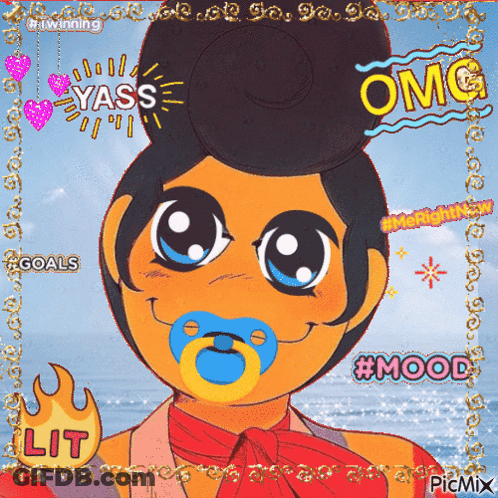 A Cartoon Drawing Of A Baby With A Pacifier And The Words Lit And OMG GIF