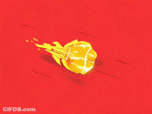 A Cartoon Drawing Of A Ball On Fire GIF