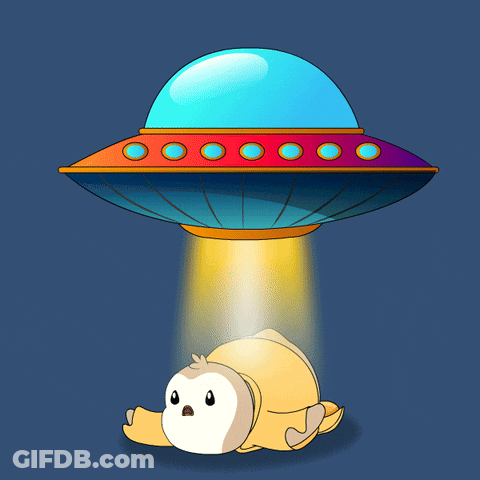 A Cartoon Drawing Of A Banana And An Ufo GIF