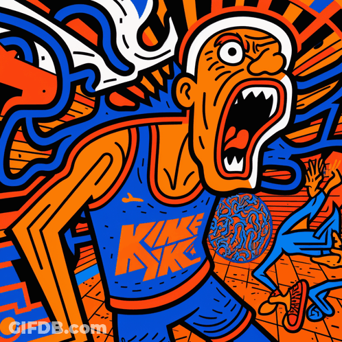 A Cartoon Drawing Of A Basketball Player With The Letter K On His Shirt GIF