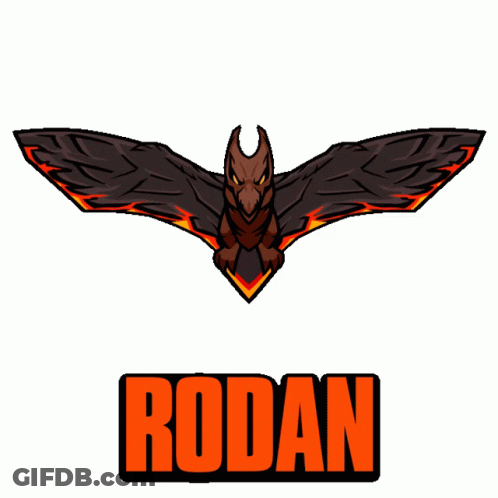 A Cartoon Drawing Of A Bat With The Word Rodan Underneath It GIF