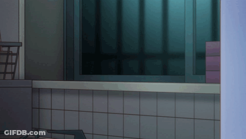 A Cartoon Drawing Of A Bathroom With A Sliding Glass Door GIF