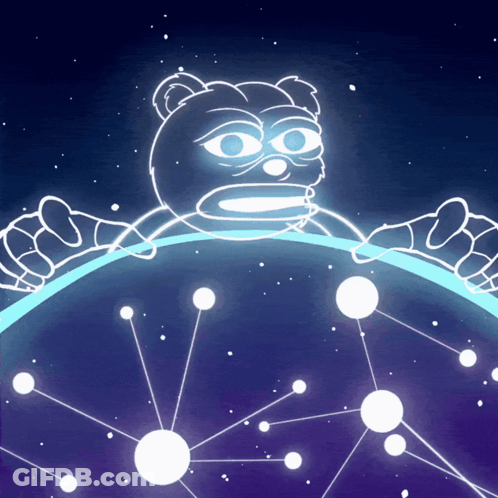 Bear Holding Globe In Night Sky GIF