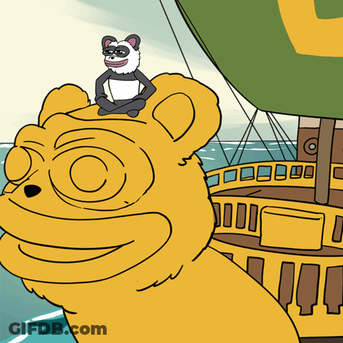 Cartoon Bear Sitting On Boat GIF