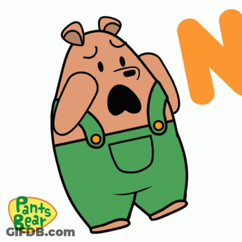 A Cartoon Drawing Of A Bear With The Words Pants Bear On The Bottom Right GIF