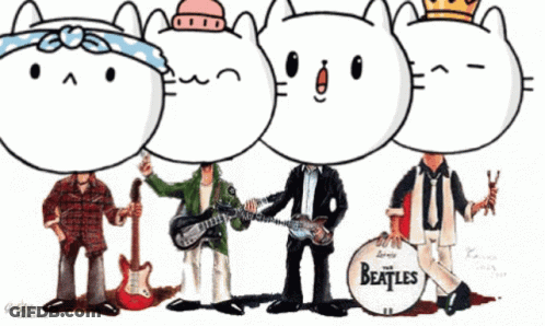 A Cartoon Drawing Of A Beatles Band With A Drummer GIF