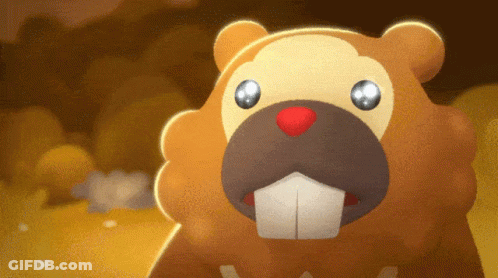 A Cartoon Drawing Of A Beaver With A Red Nose And White Teeth GIF