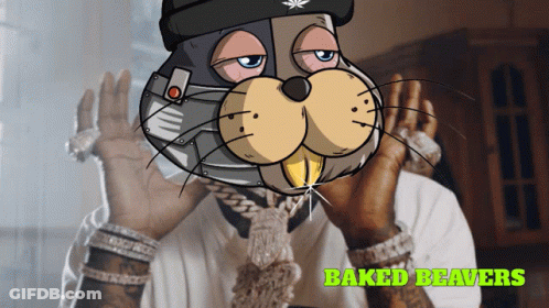 A Cartoon Drawing Of A Beaver With The Words Baked Beavers On The Bottom GIF