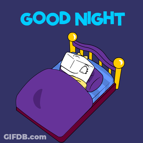 A Cartoon Drawing Of A Bed With A Sheep And The Words " Good Night " Above It GIF