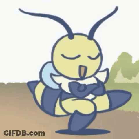 A Cartoon Drawing Of A Bee With Its Eyes Closed And Arms Crossed GIF