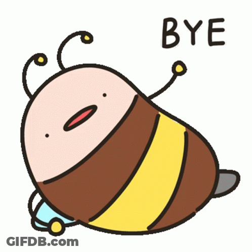 A Cartoon Drawing Of A Bee With The Word Bye Above It GIF