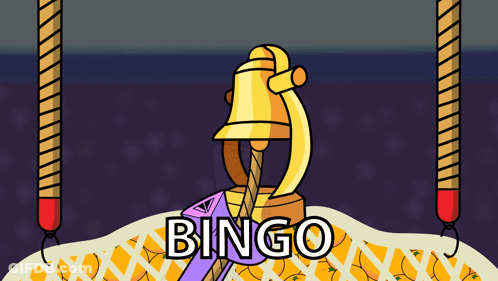 A Cartoon Drawing Of A Bell With The Word Bingo Below It GIF