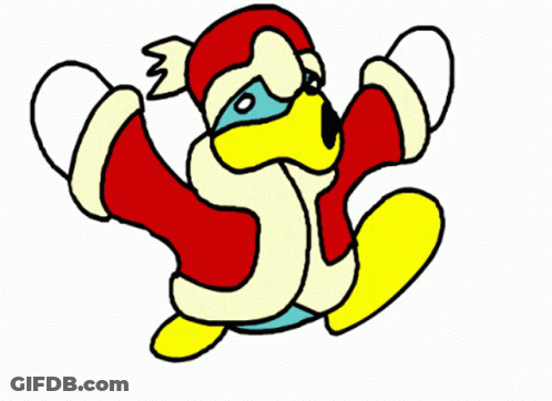 A Cartoon Drawing Of A Bird Wearing A Santa Claus Outfit GIF