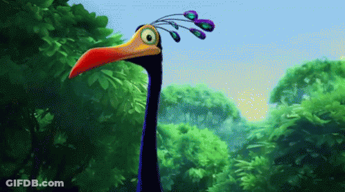 A Cartoon Drawing Of A Bird With A Long Neck GIF