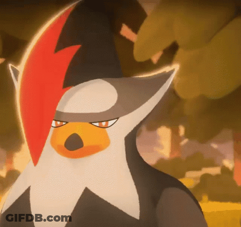 A Cartoon Drawing Of A Bird With A Red Lightning Bolt On It 'S Head GIF