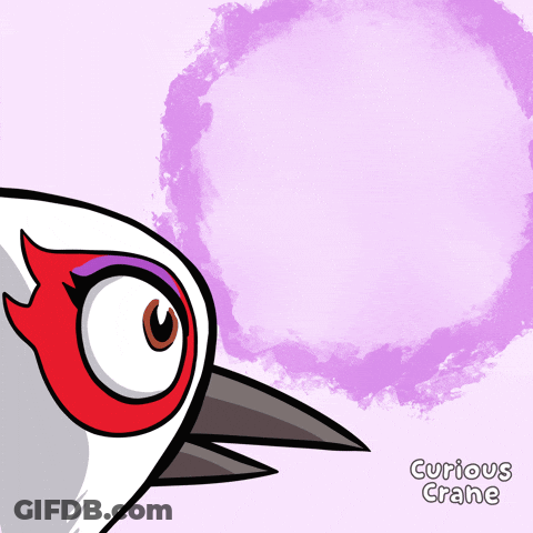 A Cartoon Drawing Of A Bird With The Words Curious Crane On The Bottom GIF