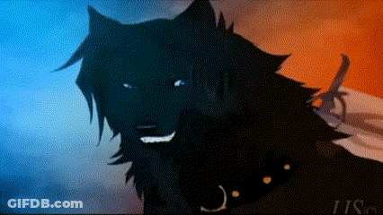 A Cartoon Drawing Of A Black Wolf With A Collar On GIF