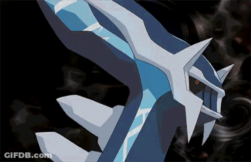 A Cartoon Drawing Of A Blue And White Monster With A Black Background GIF