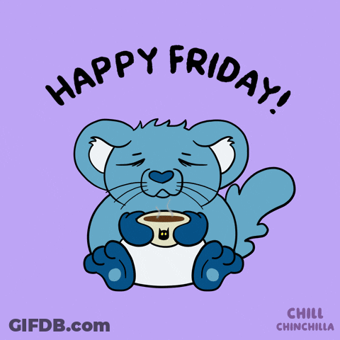 A Cartoon Drawing Of A Blue Animal With The Words Happy Friday GIF