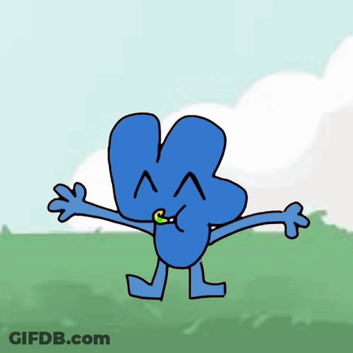 A Cartoon Drawing Of A Blue Cartoon Character With Arms Outstretched GIF
