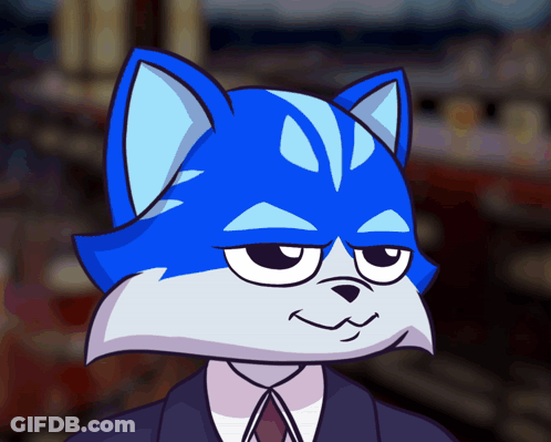 Blue Cat In Suit Cartoon Drawing GIF