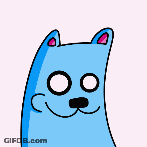 A Cartoon Drawing Of A Blue Cat With A Rainbow Colored Fur GIF