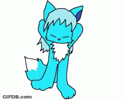 A Cartoon Drawing Of A Blue Cat With White Fur GIF