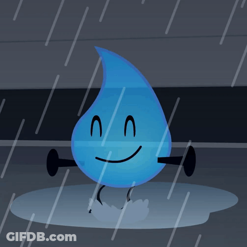 A Cartoon Drawing Of A Blue Drop With A Face And Arms And Legs GIF