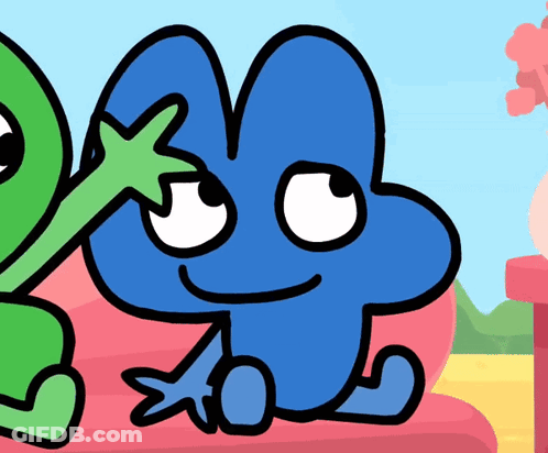 A Cartoon Drawing Of A Blue Number Four Sitting Next To A Green Number Three GIF