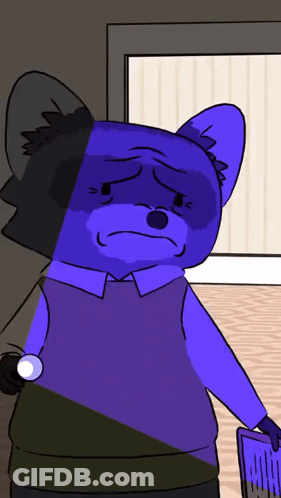 A Cartoon Drawing Of A Blue Raccoon With A Stethoscope Around His Neck GIF