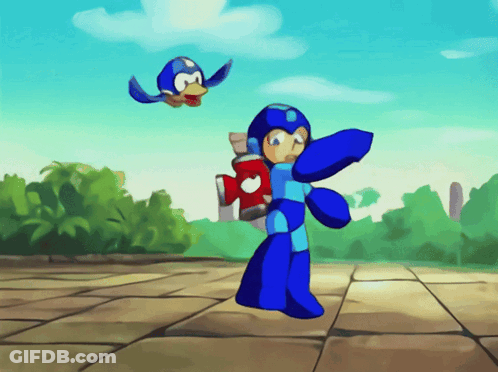 A Cartoon Drawing Of A Blue Robot Holding A Red Can Of Soda GIF