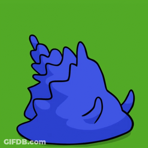 A Cartoon Drawing Of A Blue Shell With A Yellow Head GIF