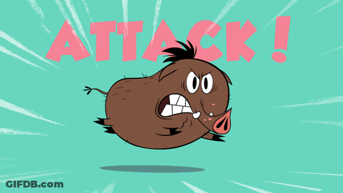 A Cartoon Drawing Of A Boar With The Word Attack Behind Him GIF