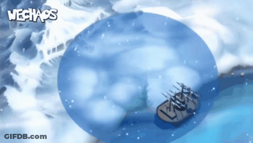 A Cartoon Drawing Of A Boat In The Water With The Words Wechaos Written On The Bottom GIF