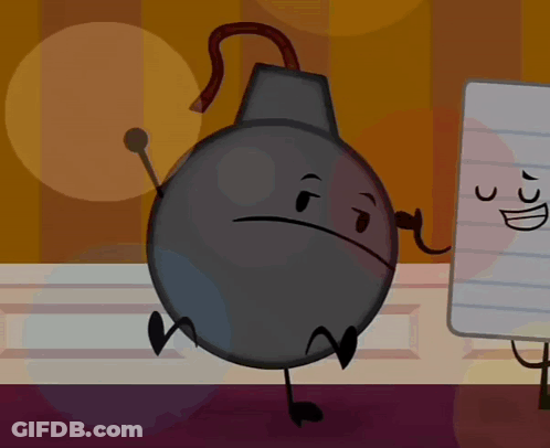 A Cartoon Drawing Of A Bomb Standing Next To A Piece Of Paper With The Number 3 Written On It GIF
