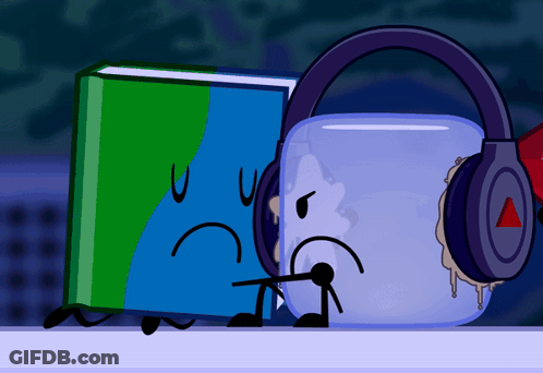 A Cartoon Drawing Of A Book And A Sad Face GIF