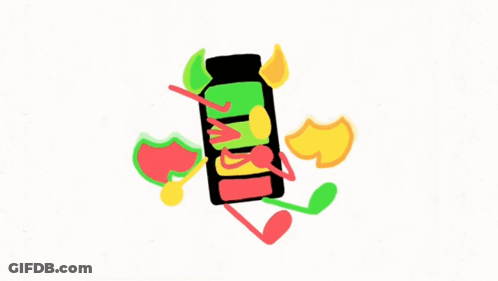 A Cartoon Drawing Of A Bottle With A Straw And A Flame Around It GIF