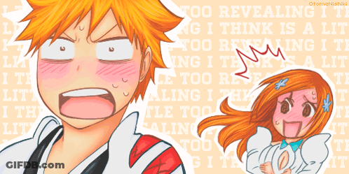 A Cartoon Drawing Of A Boy And A Girl With The Words Too Revealing It On The Bottom GIF