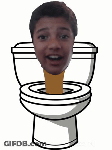 A Cartoon Drawing Of A Boy 'S Head In A Toilet GIF